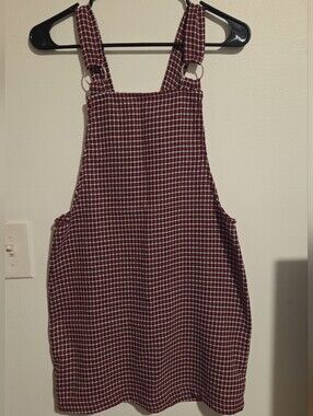 Must Have Red and White Plaid Pinafore Dress / Overall Dress